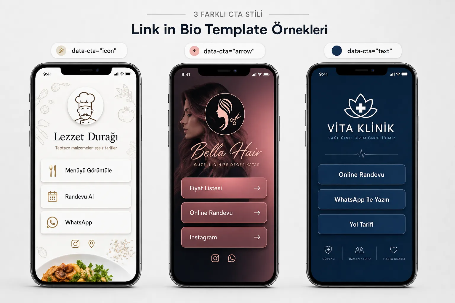 Hazır web sitesi tasarım çeşitliliği — örnek önizlemeler