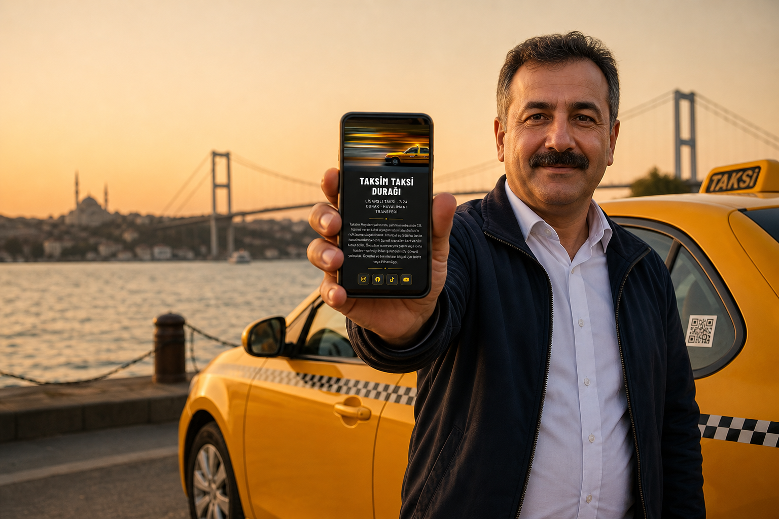 Taksi şoförü için web sitesi: Tek taramada arama, konum ve güven