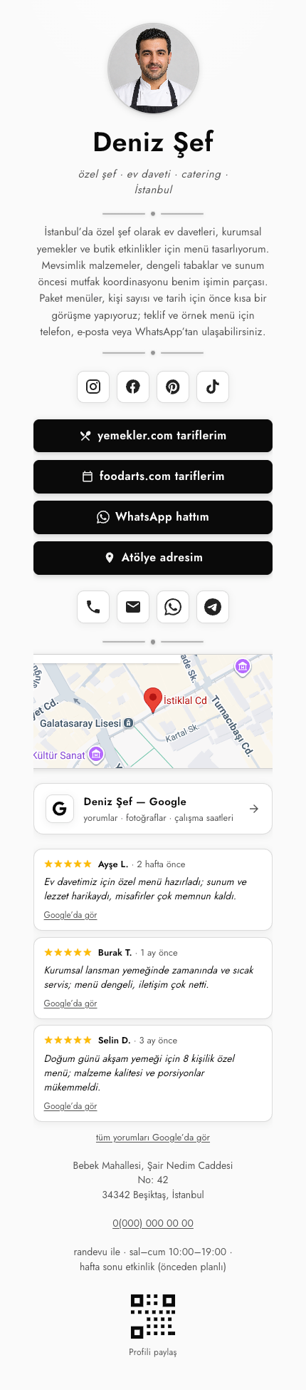 Şef · İkonlu · Beyaz Siyah template preview