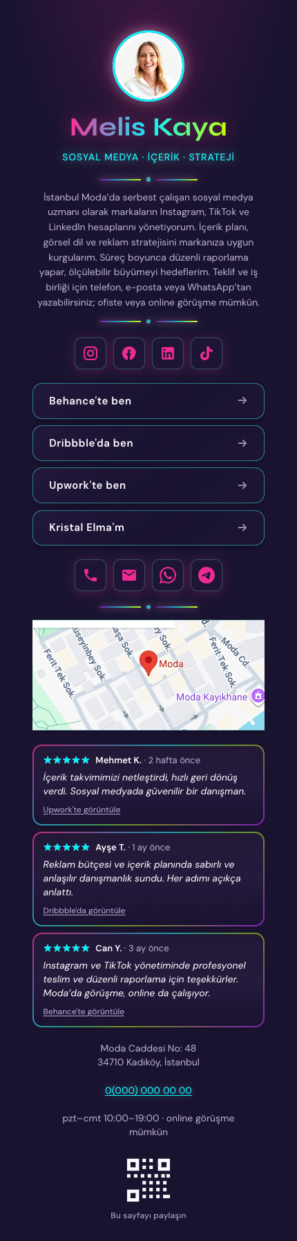 Medya · Oklu · Mor Koyu template preview