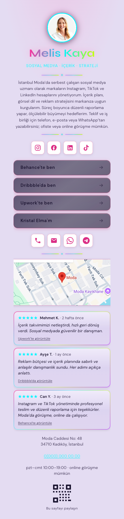 Medya · Oklu · Mor template preview