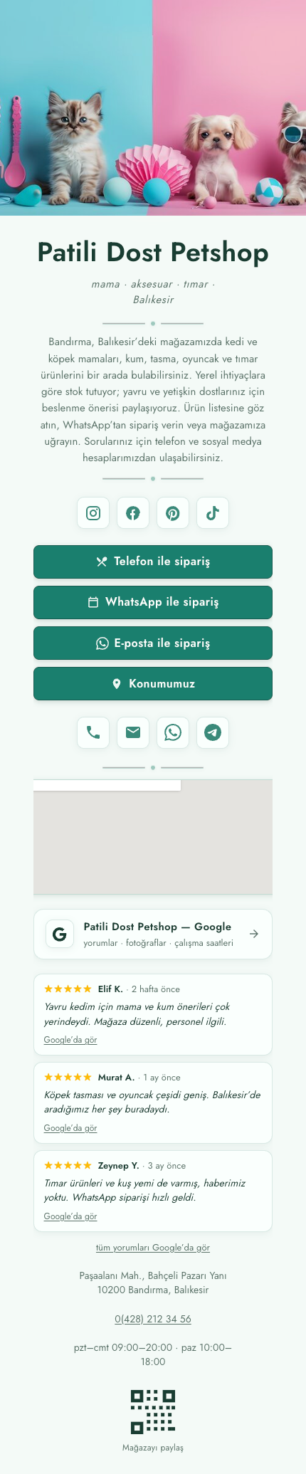 Petshop · İkonlu · Yeşil template preview