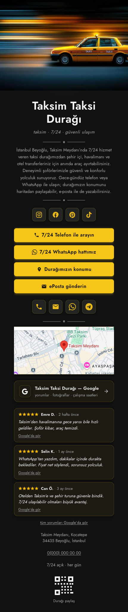 Taksi · İkonlu · Siyah Sarı template preview